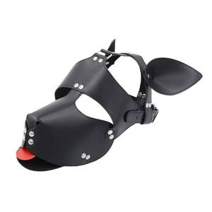 Accessoires de cosplay sexy pour femmes, couvre-chef tête de chien BDSM érotique fétichiste avec langue rouge, pour jeu de rôle, fête, <span class=keywords><strong>couple</strong></span>, chiot, couvre-tête complet - Product Image 2