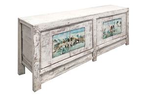 غرفة المعيشة العتيقة رث أثاث أنيق الصينية قانسو رسمت خشب متين مجلس الوزراء - Product Image 2