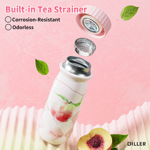 Bouteille isotherme en acier inoxydable DILLER 380 ml avec infuseur à thé, <span class=keywords><strong>thermos</strong></span> à motif de fruits pour boissons chaudes et froides - Product Image 4