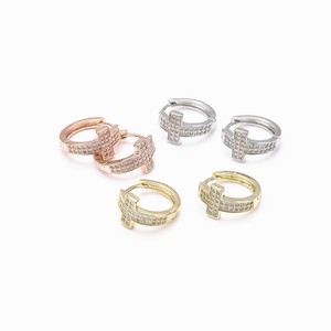 Cross <b>Cuff</b> <b>Earrings</b> Gold <b>Silver</b> Rose Gold Micro Pave Zinc Alloy Party Fashion Jewelry - Product Image 1
