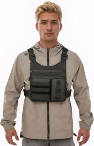 Sac de poitrine tactique unisexe léger pour activités de plein air, gilet de course avec poche pour bouteille d'eau, fermeture éclair, polyester imperméable, EDC - Product Image 4
