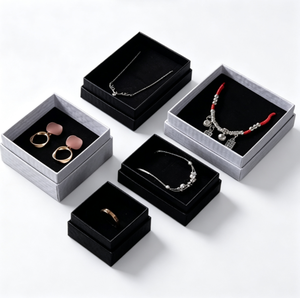 Boîtes cadeaux élégantes en papier carrées, insert en mousse de velours noir, étui de rangement en carton pour boucles d'oreilles, bagues, colliers, emballage - Product Image 3