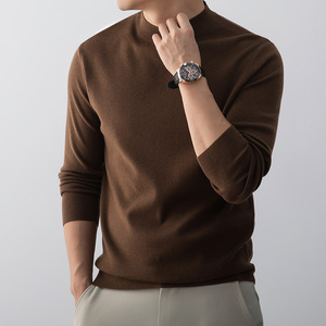 Suéter Masculino de Tricô Quente para Outono/Inverno, Gola Alta, Estilo Old Money, Camisa Base de Manga Longa, Moda de Alta Qualidade - Product Image 1