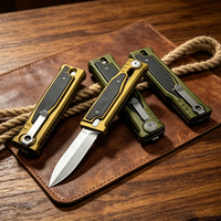 Couteau pliant à gravité en acier D2 - Manche en alliage d'aluminium, outil de survie professionnel, couteau de chasse tranchant, outil de poche EDC