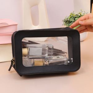 Clear Waterproof <b>Makeup</b> Bag Portable Travel Cosmetic <b>Case</b> Organizer for Women Toiletry Pouch with Transparent Window Zipper - Product Image 1