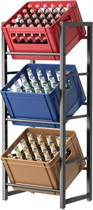 <strong>Drinks</strong> Crate Rack for <strong>3</strong> <strong>Drink</strong> Crates Eco-Friendly Powder Coated Metal Beverage <strong>Shelf</strong> Space-Saving <strong>3</strong>-Level Storage Box - Product Image 2