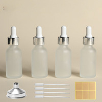 Vente flash : flacon en verre Boston de 30 ml, 60 ml, 120 ml avec compte-gouttes, bouchon argenté givré transparent pour traitement localisé
