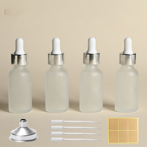 Oferta Especial: Botella de Vidrio Boston de 30ml, 60ml, 120ml con Gotero, Transparente, Esmerilada, con Tapa Plateada para Tratamiento Localizado - Product Image 3