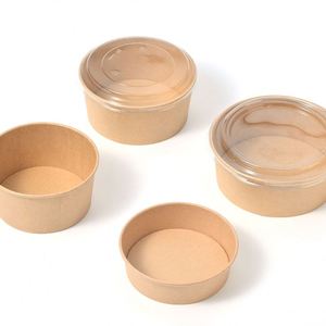Disposable Kraft Paper Salad <b>Bowl</b> <b>Lid</b> 300Pcs Per Carton Eco Friendly <b>Microwave</b> Safe Biodegradable Food Container for Outdoor - Product Image 1