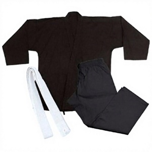 Tenue de Kendo Noire en Coton pour Adulte Unisexe – Vêtements d'Arts Martiaux Anti-rétrécissement, Séchage Rapide, Respirant, Pantalon et Haut Teints Unis avec Ceinture Blanche - Product Image 1