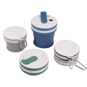 Tasse à café pliable en silicone de qualité alimentaire 100% réutilisable et durable pour la vie minimaliste en van d'aventure en plein air, 170 ml 12 oz avec couvercle - Product Image 1