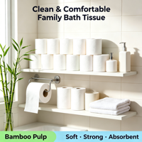 Kertas Toilet Ramah Lingkungan dari Bambu 3 Lapis, Dapat Dibuang di Toilet, 300 Lembar, Gulungan Polos Putih, Terbuat dari Pulp Bambu Bebas Pohon Bersertifikat 2-3