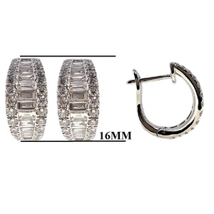 Boucles d'oreilles créoles en diamant baguette naturelle plaquée or blanc 18 carats brillant de luxe meilleure vente fournisseur de Chine Hong Kong pour les fêtes de cadeaux - Product Image 2