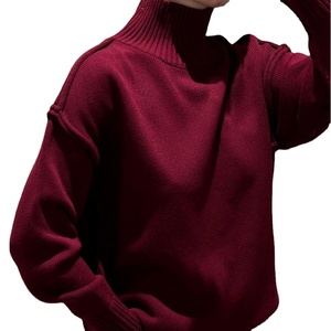 New Casual Splicing High Neck Loose Thickened Women's <b>Sweater</b> Knitted Pullover Fashion - Product Image 1