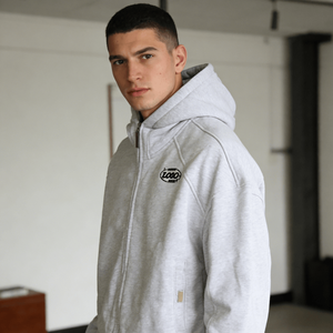 เสื้อฮู้ดซิปถักลายแจ็คการ์ดแบบสั่งทำ OEM ทรงโอเวอร์ไซส์ ระบายอากาศได้ดี สไตล์วินเทจลำลองสำหรับฤดูหนาว เหมาะสำหรับทั้งชายและหญิง - Product Image 2