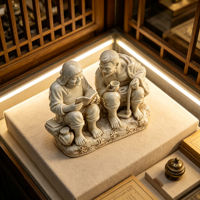 Statue de couple âgé en porcelaine faite à la main, sculpture culturelle chinoise pour la décoration de villa, table, cour, collection d'art intérieur
