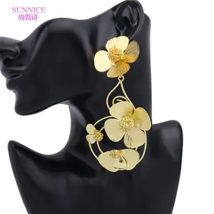 Sunnice ต่างหูทองแดงเคลือบทอง18K กันน้ำเครื่องประดับอินเดียสำหรับผู้หญิง