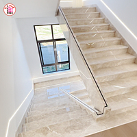 Marches d'escalier en marbre crème poli en gros, escaliers en pierre naturelle pour projets hôteliers et commerciaux, villas résidentielles haut de gamme