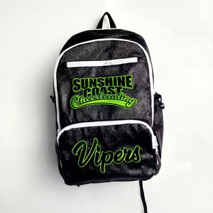 Sac à dos tendance en polyester pailleté avec logo brodé sur le devant, nom personnalisé du coach, sacs pour équipes de cheerleading et de danse pour enfants - Product Image 2