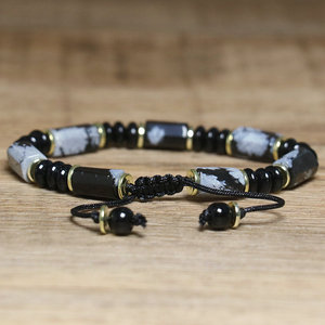 <span class=keywords><strong>Bracciale</strong></span> in Pietra Semi-preziosa a <span class=keywords><strong>Fiocco</strong></span> <span class=keywords><strong>di</strong></span> <span class=keywords><strong>Neve</strong></span> per Uomo e Donna, Gioiello Artigianale Intrecciato Regolabile in Gemma Naturale per Yoga - Product Image 5