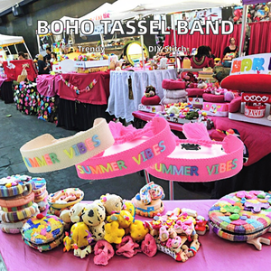 हस्तनिर्मित बोहेमियन टास्सेल रिस्टबैंड अनुकूलन योग्य कढ़ाई 3 डी ग्रंथों व्यक्तिगत लोगो/नाम/अक्षर अनुकूलन बुना हुआ ब्रेसलेट - Product Image 4