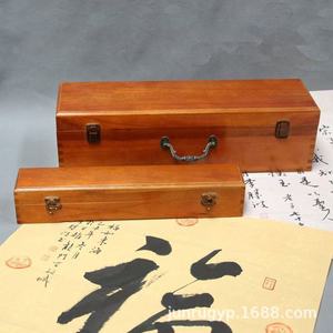 Boîte rectangulaire en bois de camphre avec couvercle rabattable, gravure pour le rangement de rouleaux de calligraphie, boîte à bijoux - Product Image 4