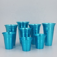 Tasse de fête colorée personnalisée en usine tasse à boire en aluminium jetable promotionnel gobelet bière métal réutilisable tasses de camping en aluminium