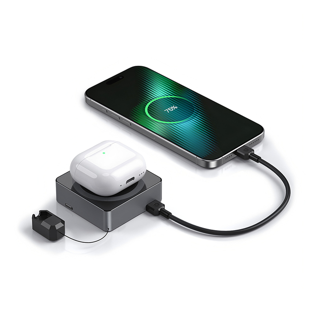 3-in-1 5000mAh Magnetic Wireless Charger and Adapter Fast Charging Pocket-Sized Power Bank Compatible with for Apple Devices