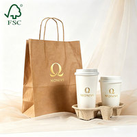 Ensemble d'emballages écologiques pour café avec gobelets en papier à double paroi jetables, plateau en pulpe recyclable et sac de transport en kraft – Vente en gros