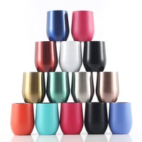 Gobelet à vin en acier inoxydable à double paroi de 12OZ/350ml avec couvercle isolé voyage pour tasses tasse à oeufs pour isolation sous vide d'eau