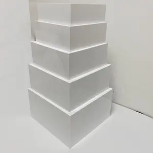 White Buffet Acrylic Riser Cube Display Nesting Risers Lucite Square Food Pedestal Box Display 5 Sides Box One Set of 5 pieces