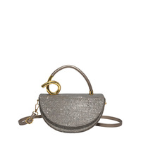 Modische Damen-Umhängetasche mit Metallgriff, verstärkter Innenfach, Handtasche für Wochenendausflüge und Dates