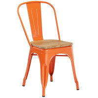 Chaise de salle à manger en métal pour l'intérieur avec dossier argenté et siège en bois naturel