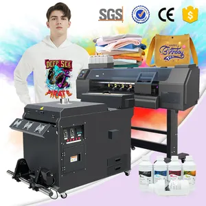 Novo Modelo 60cm A1 Impressora de Filme PET T-shirt Máquina De Impressão DTF 60cm 2 Eps i3200 Impressora DTF com Agitando Máquina De Pó