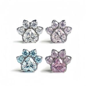 <b>Titanium</b> Alloy Zircon Cat Paw <b>Studs</b> 0.9mm Inner Spiral Ear Bone Jewelry Replacement Heads For Everyday Wear - Product Image 3