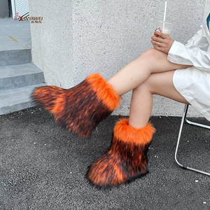 Women Shoes Fluffy Faux Fox Fur Boots Fashion <strong>Winter</strong> Woman Plush <strong>Warm</strong> Snow <strong>Bootas</strong> Outdoor Luxury Footwear Girls Furry Fur Boots - Product Image 3