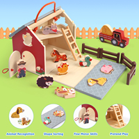 Ensemble de jeu d'imitation Ferme en bois avec figurines d'animaux, tri de formes, développement de la motricité fine, jeu de rôle éducatif, cadeau pour tout-petits