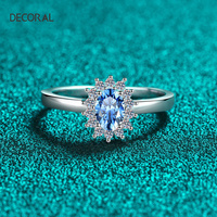 0.5ct Pigeon Oeuf forme Bleu Couleur Élégant Bijoux De Mariage Diamant Moissanite Anneaux Solide 925 En Argent Sterling Pour Les Femmes