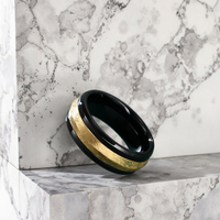 Nouvelle bague pour homme en acier inoxydable transfrontalière originale motif en soie aléatoire combinaison bicolore bague en acier au titane