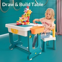 Table de dessin pour enfants, table de jeu multifonctionnelle pour enfants avec bacs de rangement, surface compatible Lego, table d'activités