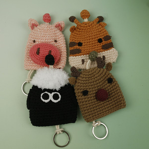 Porte-clés en <span class=keywords><strong>crochet</strong></span> respirant fait main par Zhijiang, étui à clés en tricot de laine pour femme, motif dessin animé, protège-clés ouvert - Product Image 2