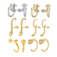 INS Simple S925 argent Sterling plaqué or Zircon Micro pavé serpent C en forme de crochet boucle d'oreille géométrique serpent cercle boucle d'oreille