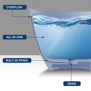 Bañera moderna independiente Maydon, bañera ovalada de superficie sólida, diseño de baño elegante, piedra Artificial, categoría de producto, bañeras - Product Image 5