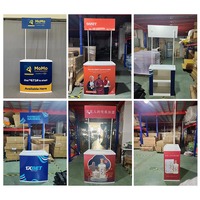 Table de promotion portable en plastique à bas prix pour supermarché, table publicitaire amovible, comptoir de promotion pop-up