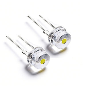 Lámpara LED Transparente de Gran Angular F8 de 8 mm, 0,5 W, 3,0-3,2 V, Tipo Sombrero de Paja, Blanca, Súper Brillante - Product Image 1