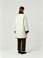 Veste matelassée légère pour femme de qualité supérieure avec col en velours côtelé contrastant, manteau décontracté en coton rembourré pour l'hiver