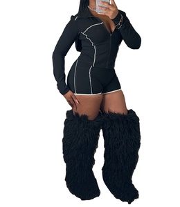 2025 nuova moda sport <span class=keywords><strong>Casual</strong></span> 2 pezzi Set per <span class=keywords><strong>donna</strong></span> giacca a maniche lunghe con Zip + completo Shorts - Product Image 6