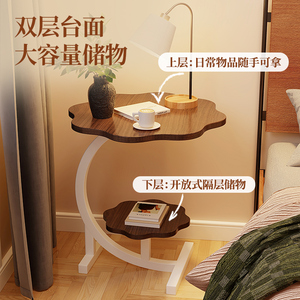 Mesita de noche sencilla de madera maciza con estante inferior para dormitorio, mesita de noche multifuncional - Product Image 2