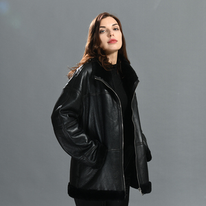 Ventes en gros d'hiver, manteaux en peau de mouton pour femmes, de haute qualité, chauds, épais, doublure en <span class=keywords><strong>fourrure</strong></span> véritable, fermeture éclair <span class=keywords><strong>lisse</strong></span>, design personnalisé, mode - Product Image 2