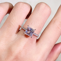 Anillo de Compromiso SGARIT de Lujo con Diamante Cultivado en Laboratorio, Corte Princesa, Oro de 18K, Certificado IGI, Color D, Claridad VVS, 1-2ct, para Mujer